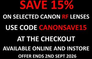 SAVE 15% ON SELECTED CANON RF LENSES