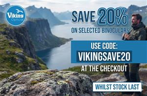 SAVE 20% ON SELECTED VIKING BINOCULARS & MONOCULARS ONLINE & INSTORE. OFFERS END 30 NOVEMBER 2026.